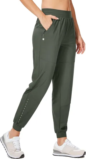 Willit Women's Athletic Joggers Pants Running Workout Quick Dry Pants Lightweight with Zipper Pockets