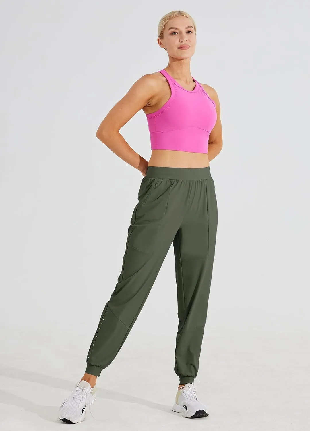 Willit Women's Athletic Joggers Pants Running Workout Quick Dry Pants Lightweight with Zipper Pockets