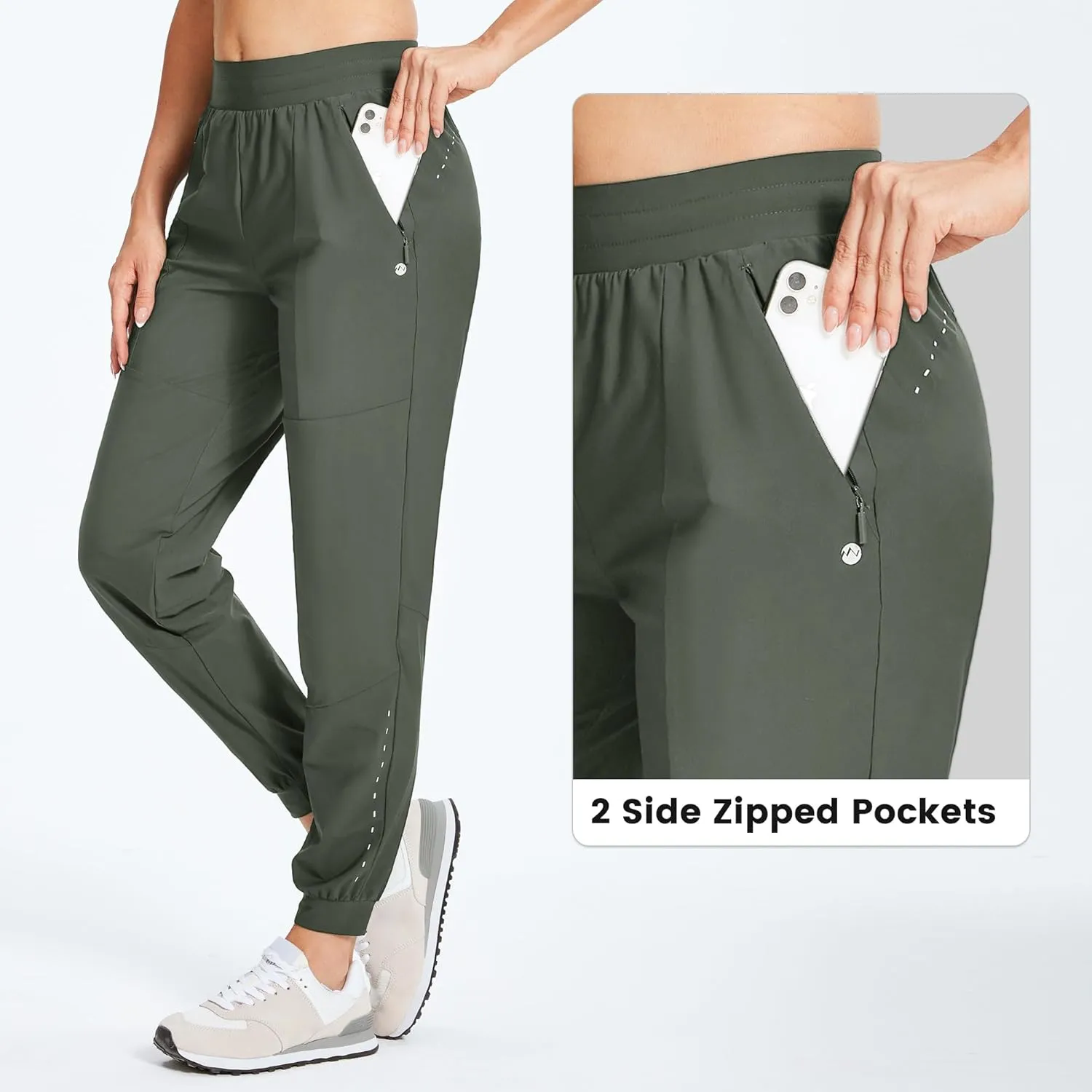Willit Women's Athletic Joggers Pants Running Workout Quick Dry Pants Lightweight with Zipper Pockets