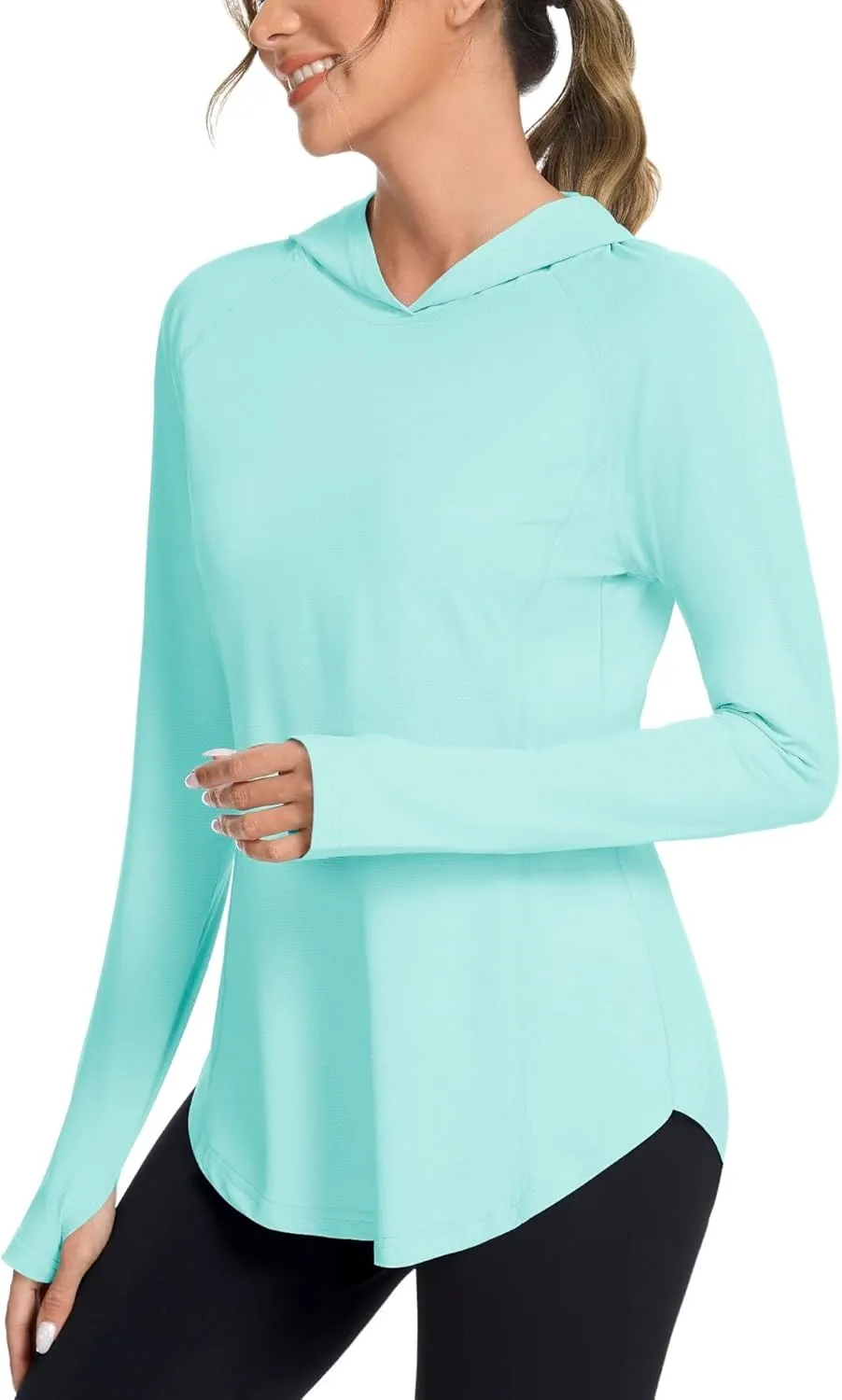 Women UPF50  Long Sleeve Shirts UV Protection Lightweight Sun Hoodie Hiking Workout Tops Quick Dry Outdoor