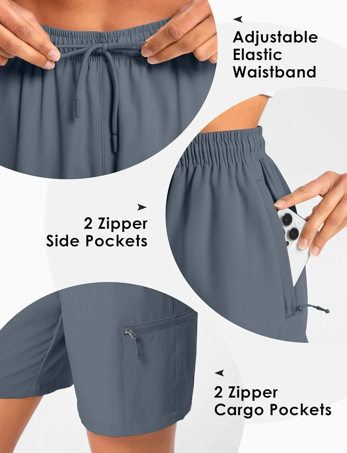 Women's 9" Hiking Shorts Lightweight Stretch Quick Dry Athletic Casual Bermuda Shorts for Women
