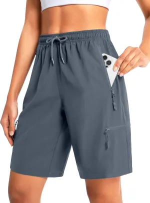 Women's 9" Hiking Shorts Lightweight Stretch Quick Dry Athletic Casual Bermuda Shorts for Women