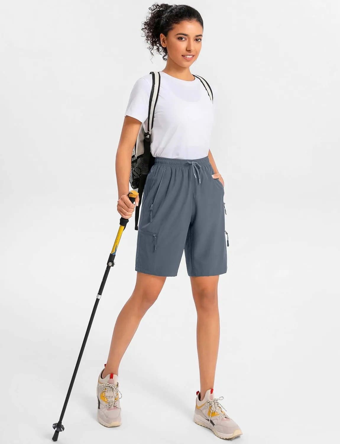 Women's 9" Hiking Shorts Lightweight Stretch Quick Dry Athletic Casual Bermuda Shorts for Women