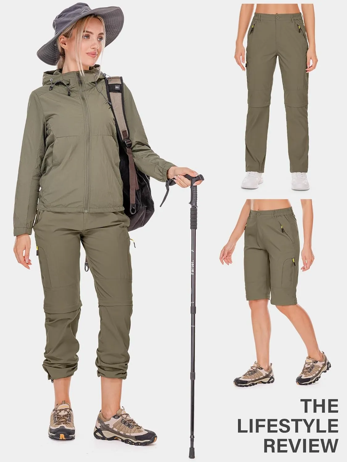 Women's Hiking Pants Convertible Quick Dry Stretch Lightweight Zip-Off Outdoor Fishing Travel Safari Pants