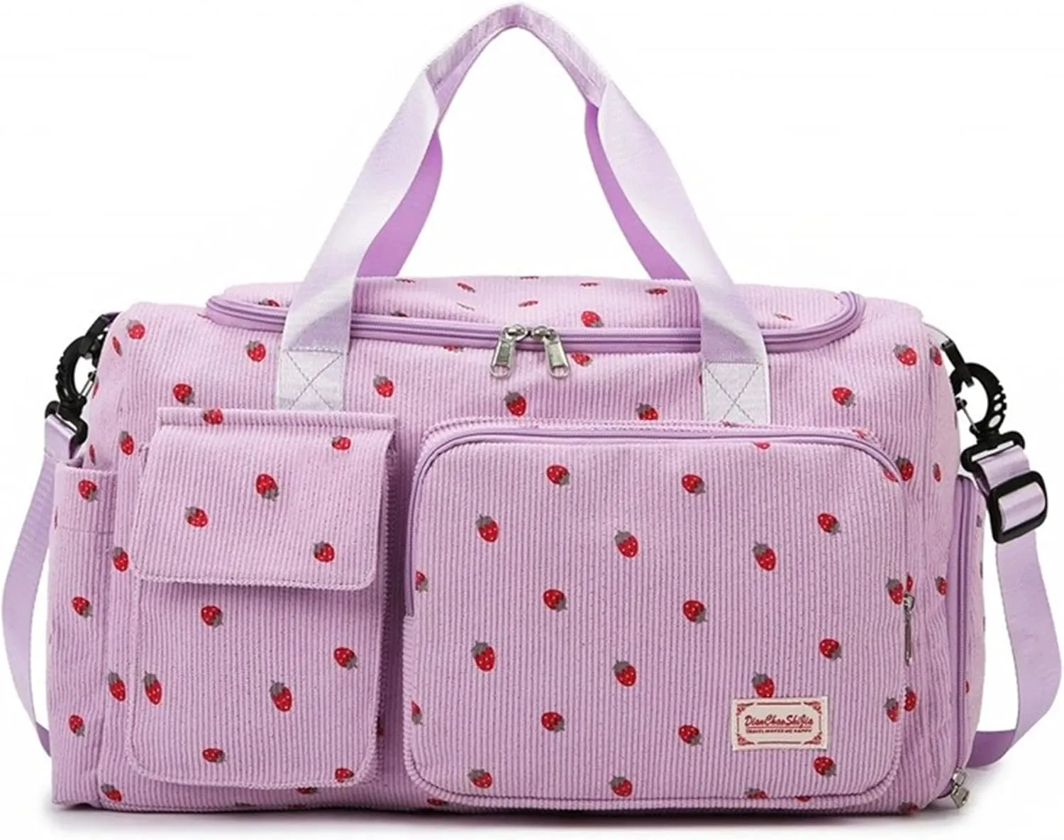 Women's Lightweight Gym Travel Duffle Bag with Shoe Compartment, Carry-On Weekender Overnight Bag for Fitness, Work, Weekend Trips (Purple)