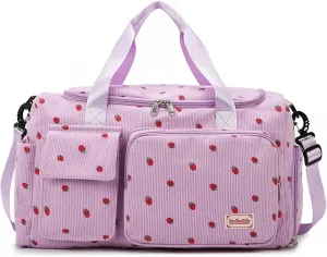 Women's Lightweight Gym Travel Duffle Bag with Shoe Compartment, Carry-On Weekender Overnight Bag for Fitness, Work, Weekend Trips (Purple)