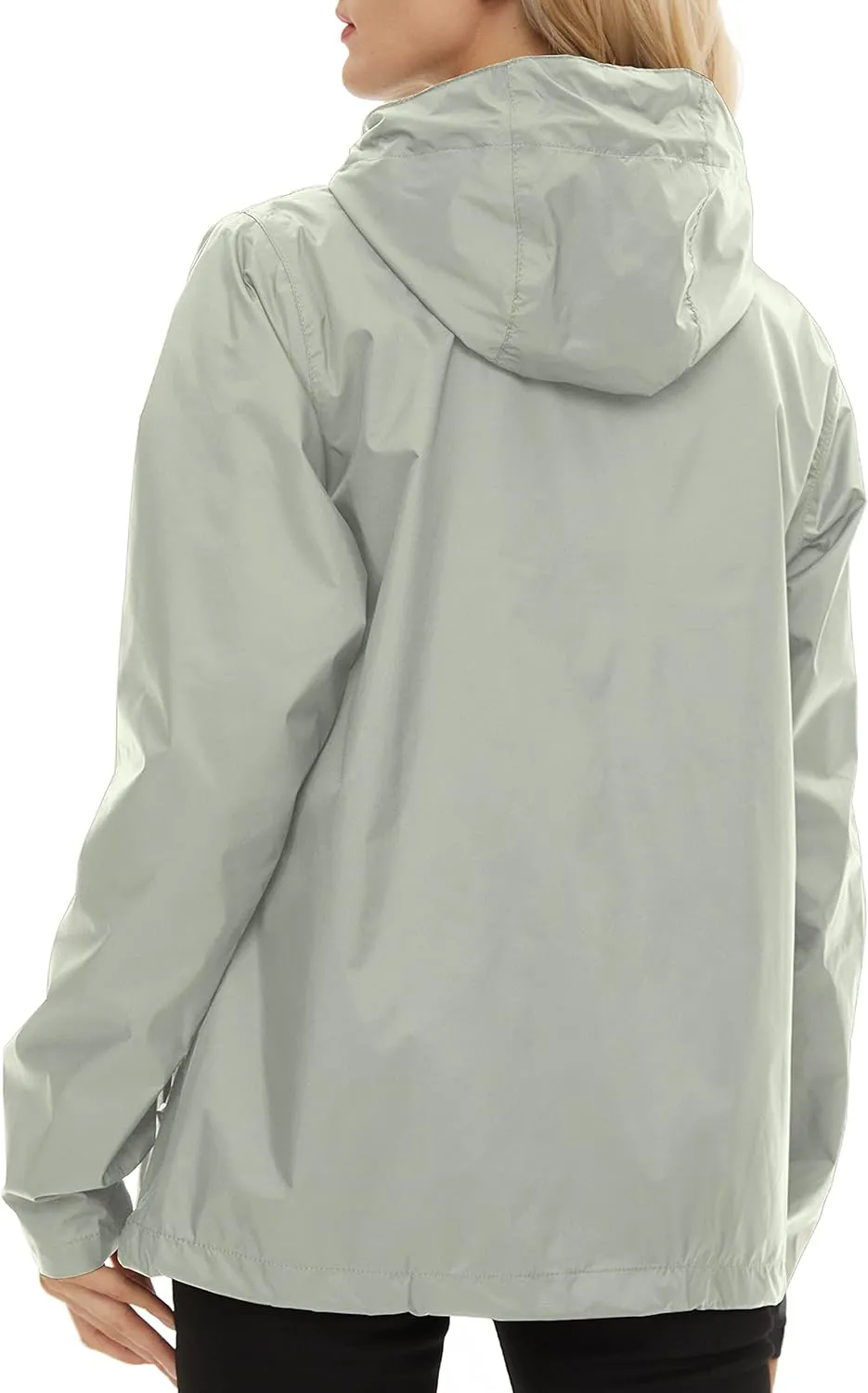 Women's Rain Jacket Lightweight Waterproof Rain Coat with Hooded Windproof Adjustable Windbreaker