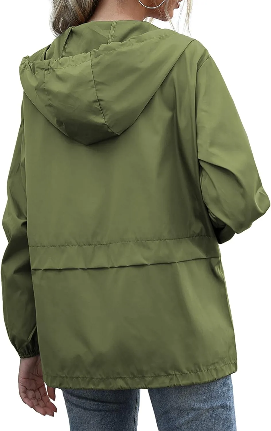 Women's Raincoats Lightweight Waterproof Windproof Adjustable Windbreaker Rain Jackets Hooded with Pockets S-XXL