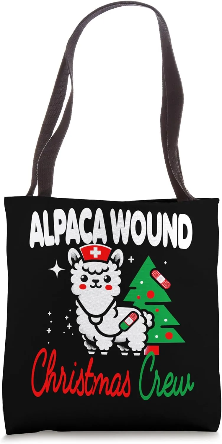 Wound Care Nurse Christmas Alpaca Funny Holiday Tote Bag