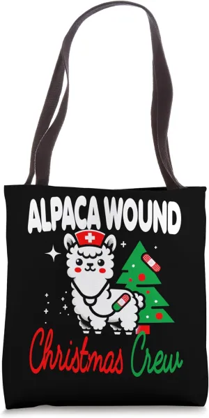 Wound Care Nurse Christmas Alpaca Funny Holiday Tote Bag