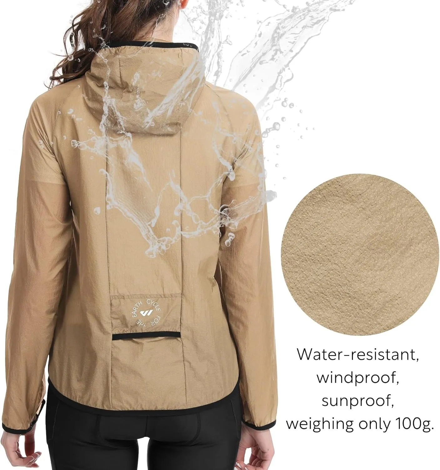 Wulibike Windbreaker Jacket Women Lightweight Rain Jacket Packable Reflective Hooded For Cycling,Hiking Outdoor Sports