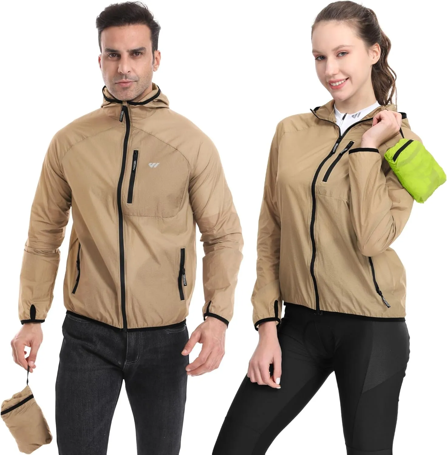Wulibike Windbreaker Jacket Women Lightweight Rain Jacket Packable Reflective Hooded For Cycling,Hiking Outdoor Sports