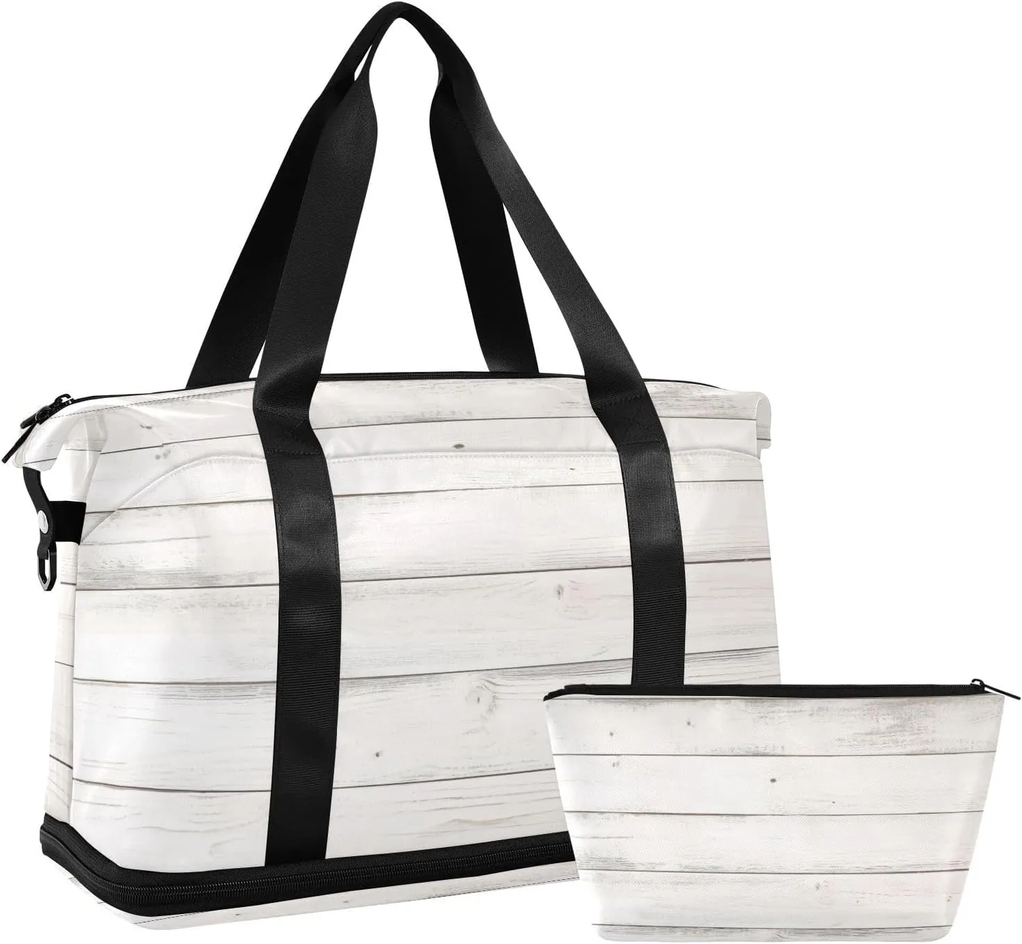 xigua Gym Bag White Wood Texture Travel Duffel Bag - Sports Gym Bag with Dry Wet Pocket Cosmetic bag & Shoes Compartment for Women and Men