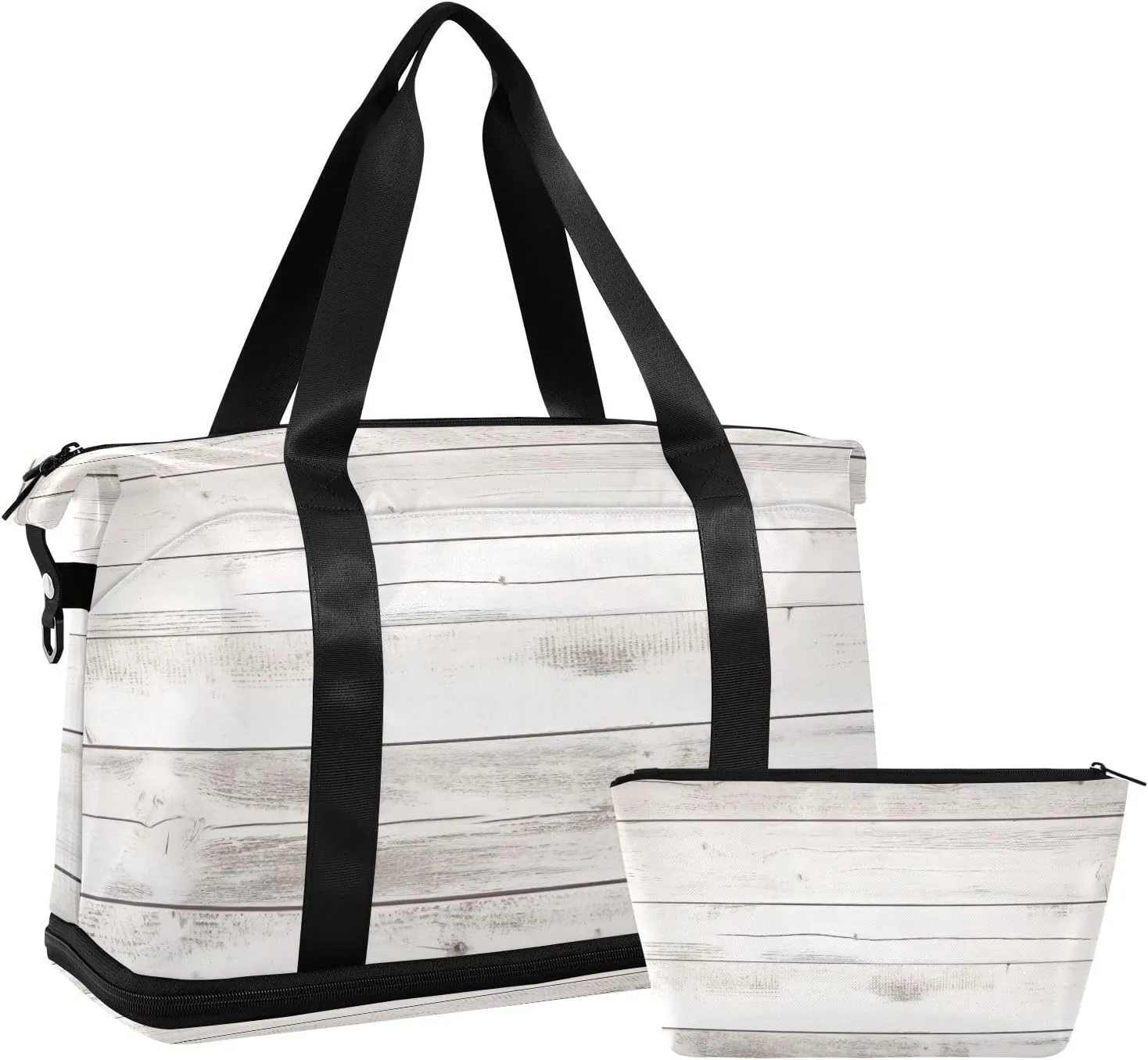 xigua Gym Bag White Wood Texture Travel Duffel Bag - Sports Gym Bag with Dry Wet Pocket Cosmetic bag & Shoes Compartment for Women and Men