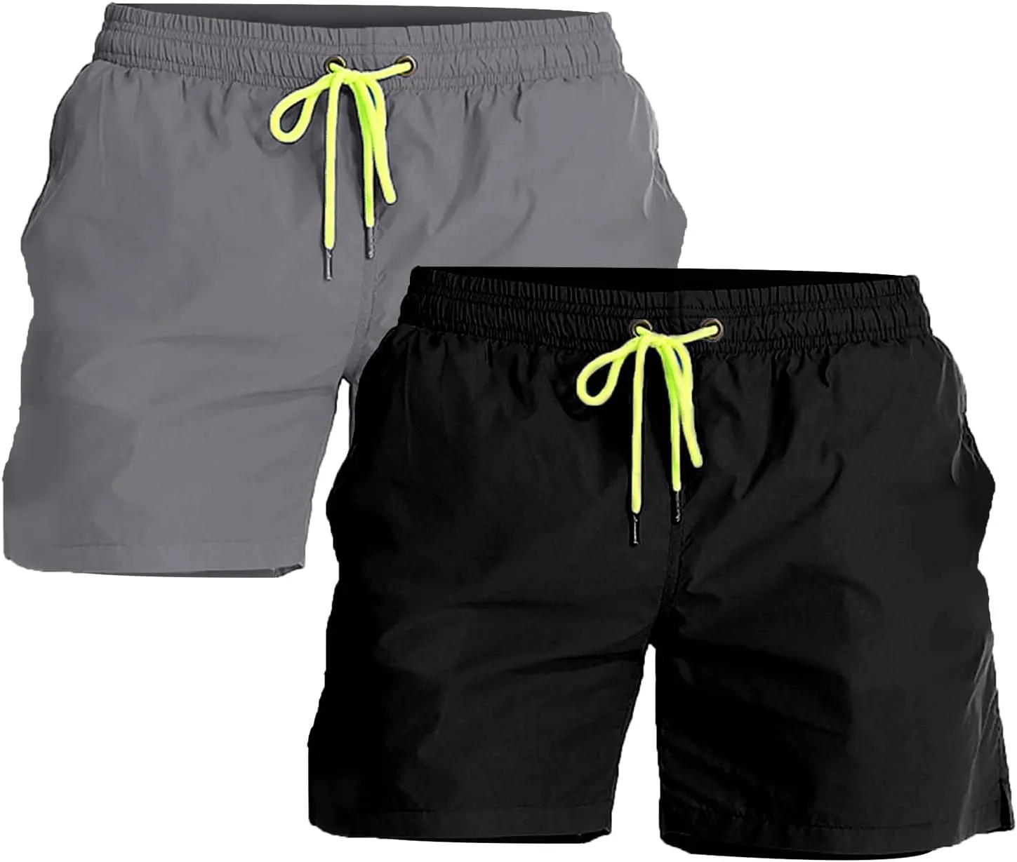 YnimioAOX 2 Pack Men's Swim Trunks Quick Dry Beach Shorts with Mesh Lining