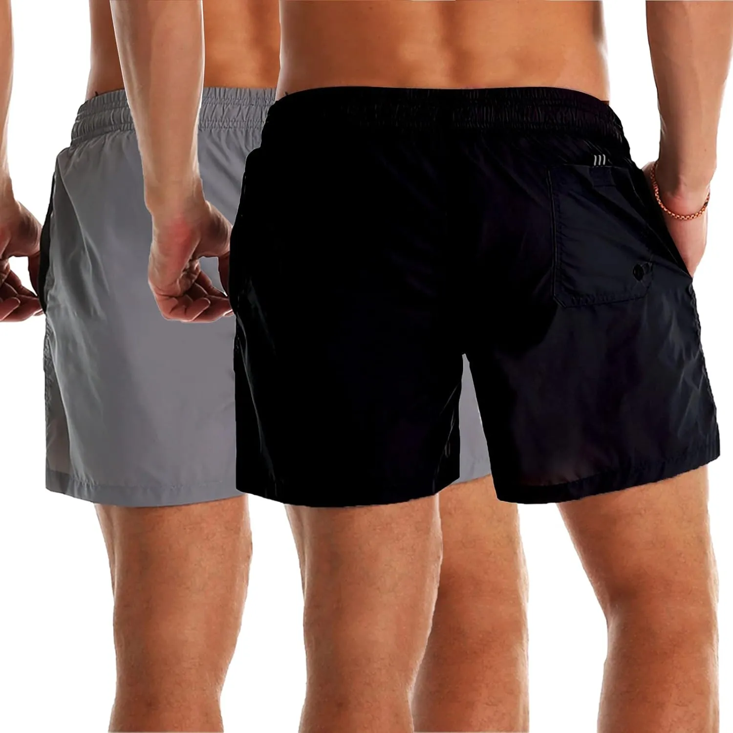 YnimioAOX 2 Pack Men's Swim Trunks Quick Dry Beach Shorts with Mesh Lining