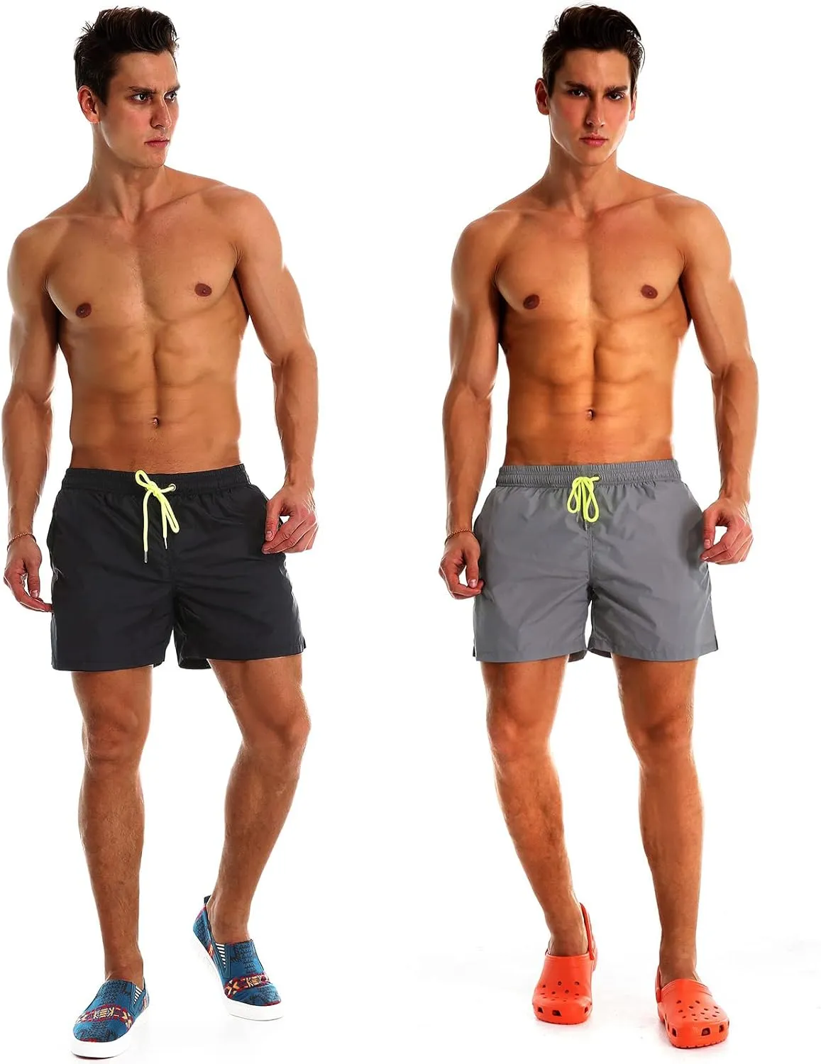 YnimioAOX 2 Pack Men's Swim Trunks Quick Dry Beach Shorts with Mesh Lining
