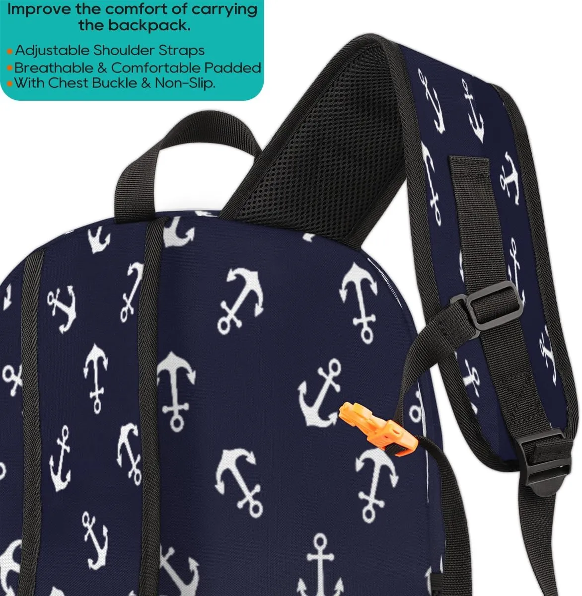 Yzrwebo Anchor Pattern Backpack for Women Men Nautical Anchor Lightweight Backpack with Multiple Pockets Laptop iPad Tablet Travel Sports Bag Casual Daypack Backpack Adjustable Shoulder Straps