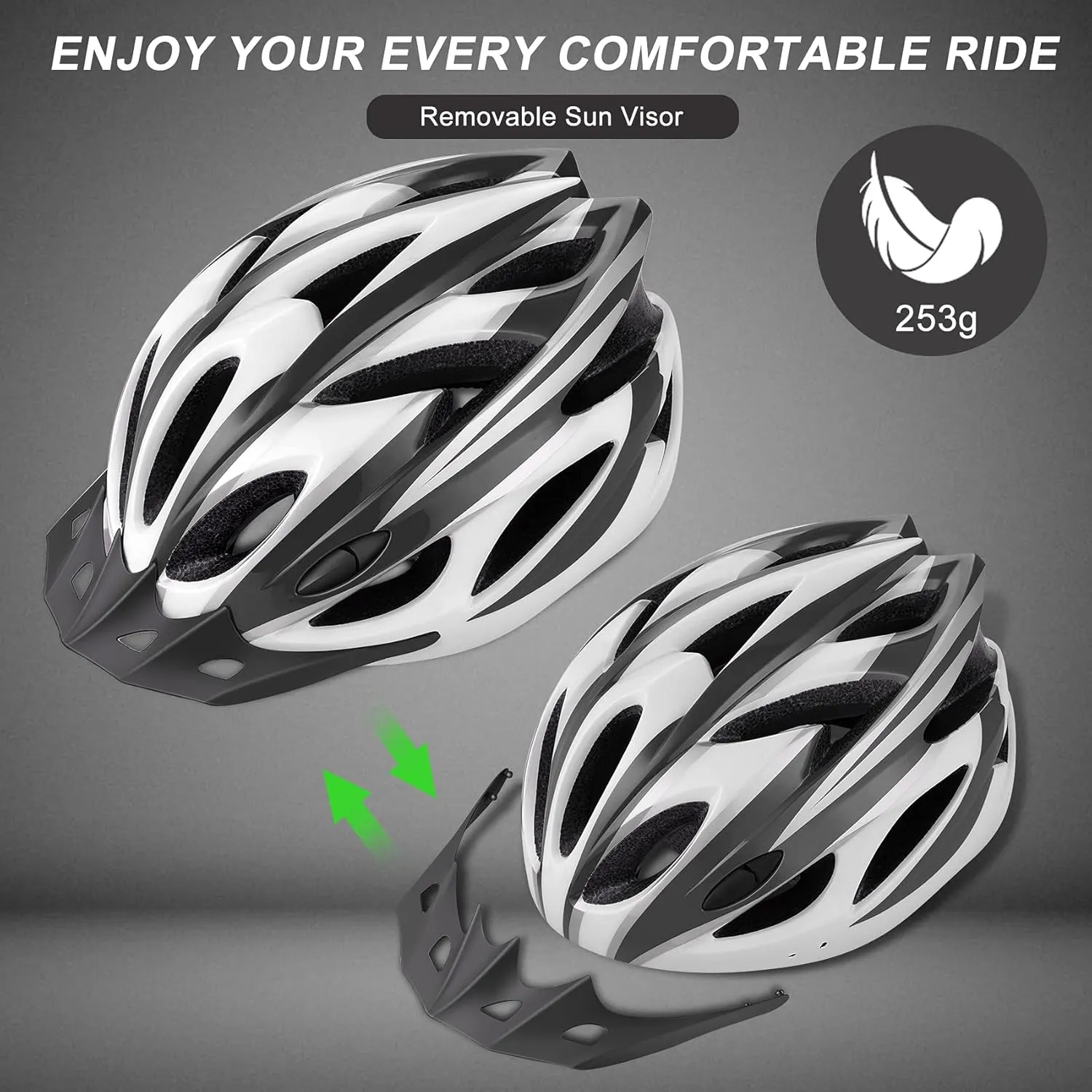 Zacro Adult Bike Helmet Lightweight for Men Women Comfort with Pads&Visor, Certified Bicycle Helmet for Adults Youth Mountain Road Biker