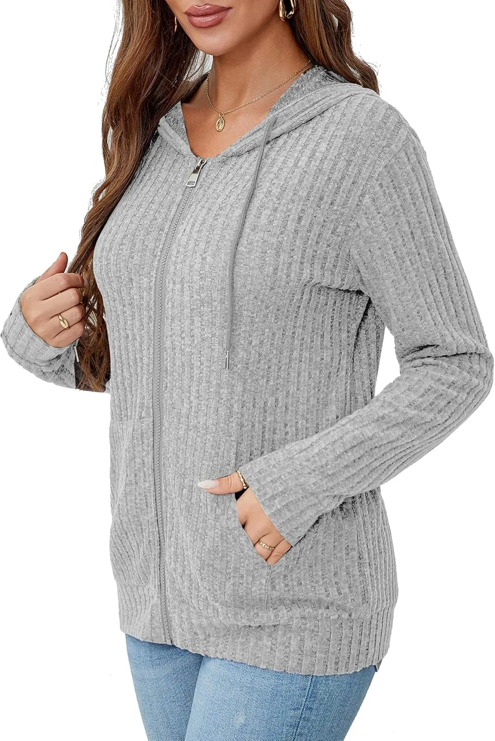 Zipper Hoodie Women's Sweatshirt Jacket Long Sleeve Jacket Lightweight Sweatshirt Women's Zipper Hooded Sweatshirt