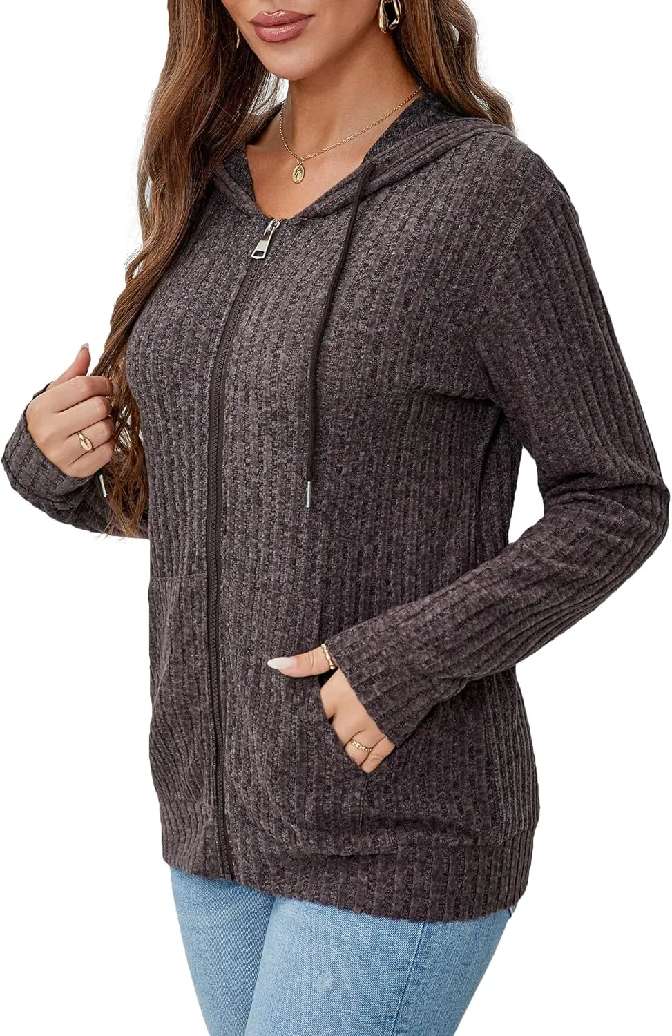 Zipper Hoodie Women's Sweatshirt Jacket Long Sleeve Jacket Lightweight Sweatshirt Women's Zipper Hooded Sweatshirt