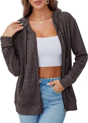 Zipper Hoodie Women's Sweatshirt Jacket Long Sleeve Jacket Lightweight Sweatshirt Women's Zipper Hooded Sweatshirt