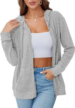 Zipper Hoodie Women's Sweatshirt Jacket Long Sleeve Jacket Lightweight Sweatshirt Women's Zipper Hooded Sweatshirt