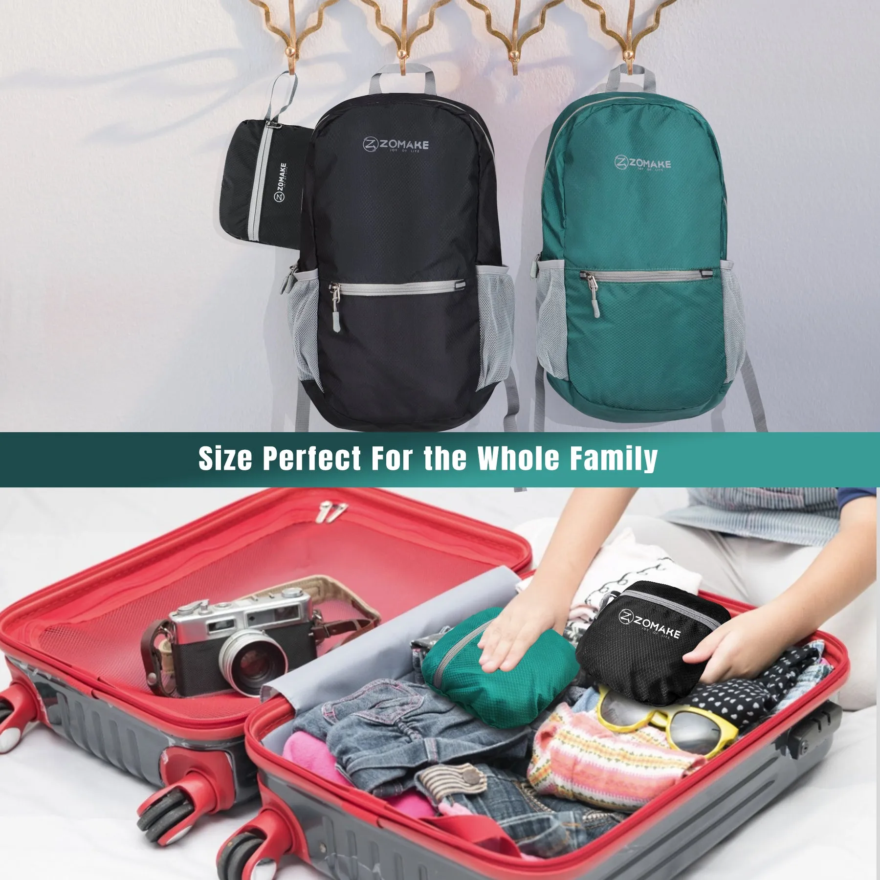 ZOMAKE Ultra Lightweight Hiking Backpack 20L, Packable Small Backpacks Water Resistant Daypack for Women Men(Dark Green)