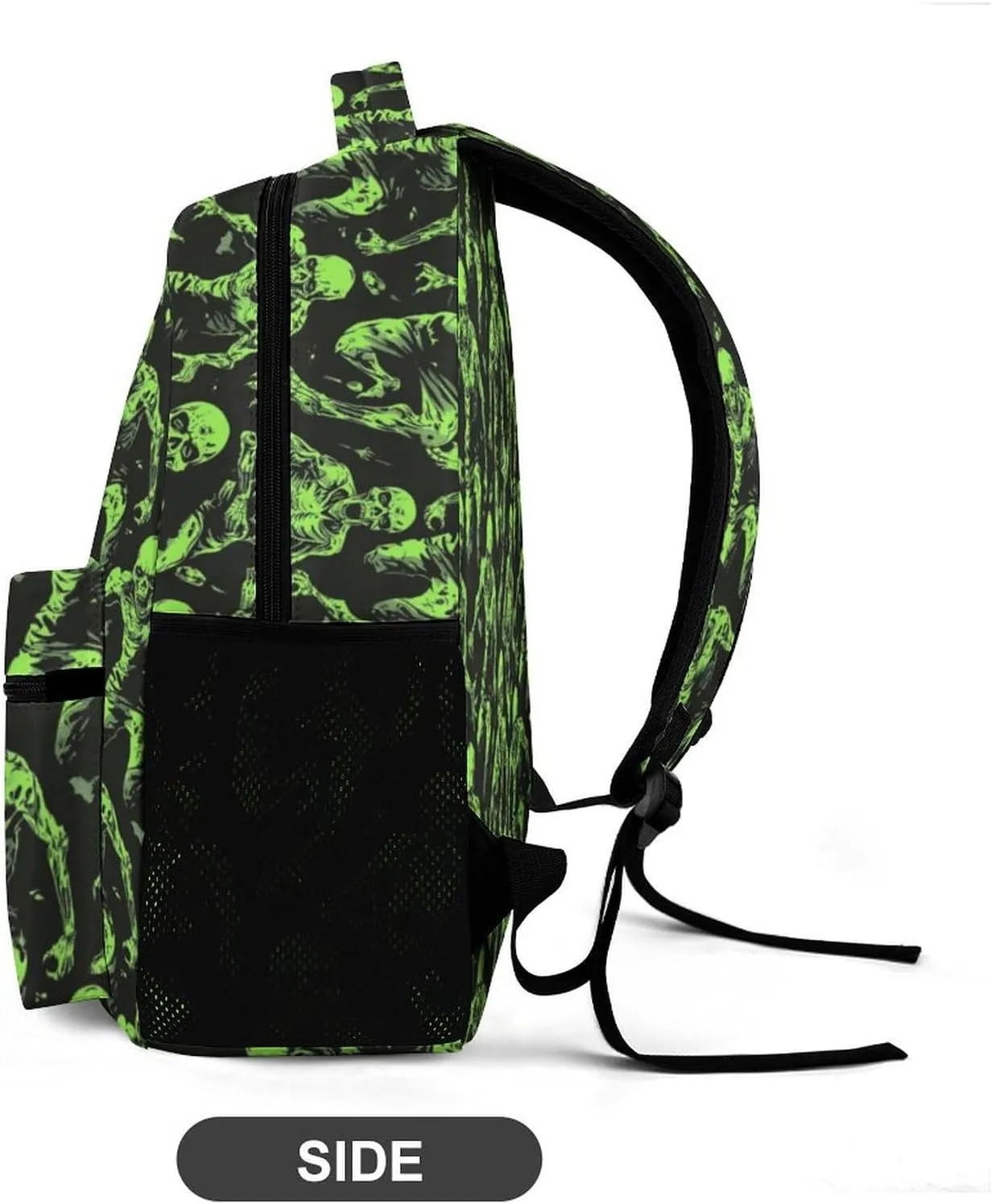 Zombie Backpack for Kids Girls Boys School, 16 Inches Scary Zombies Theme Bookbag, Adjustable, Lightweight, Large Capacity, Colorful Haunted Horror Backpack