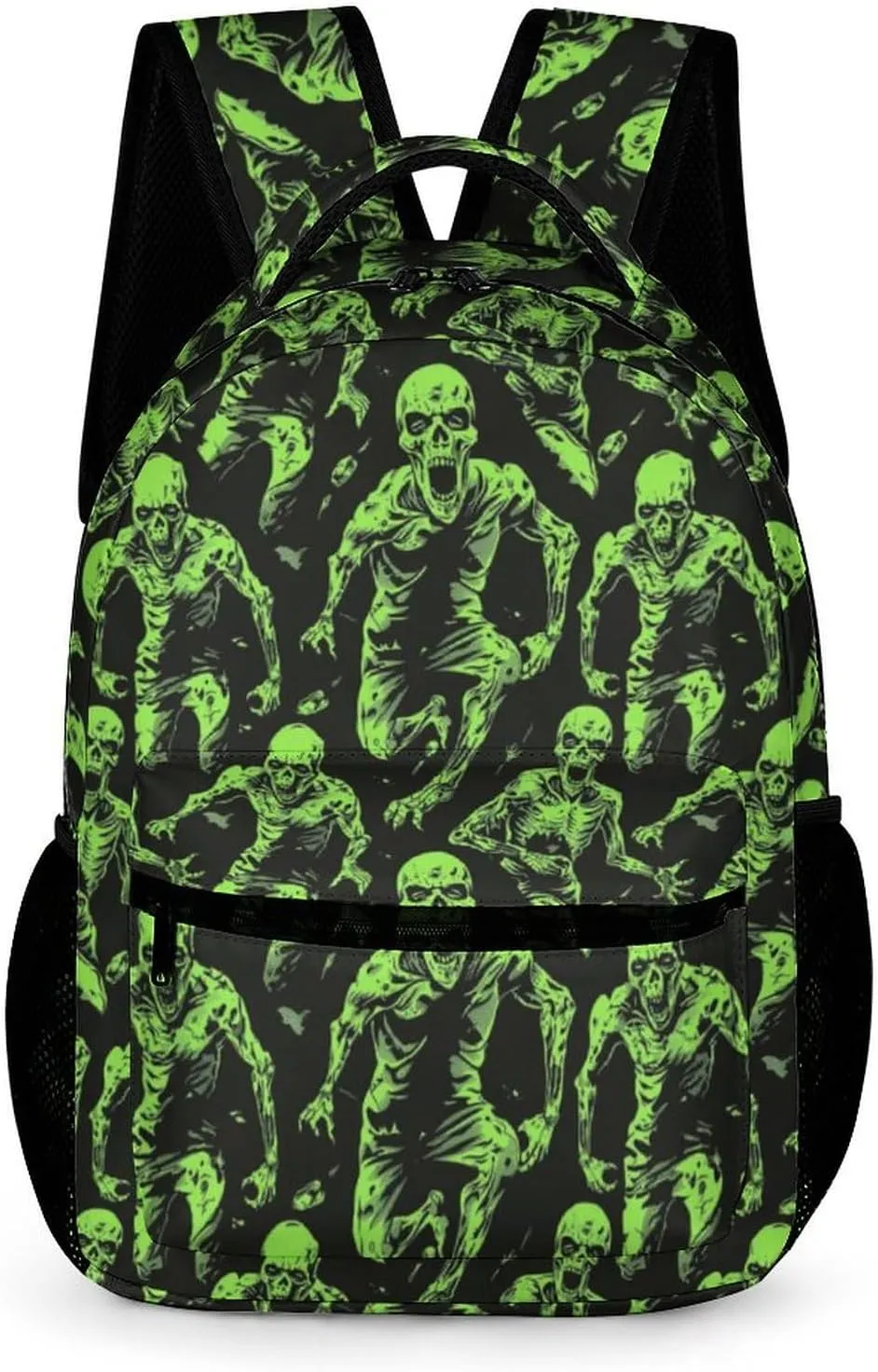 Zombie Backpack for Kids Girls Boys School, 16 Inches Scary Zombies Theme Bookbag, Adjustable, Lightweight, Large Capacity, Colorful Haunted Horror Backpack