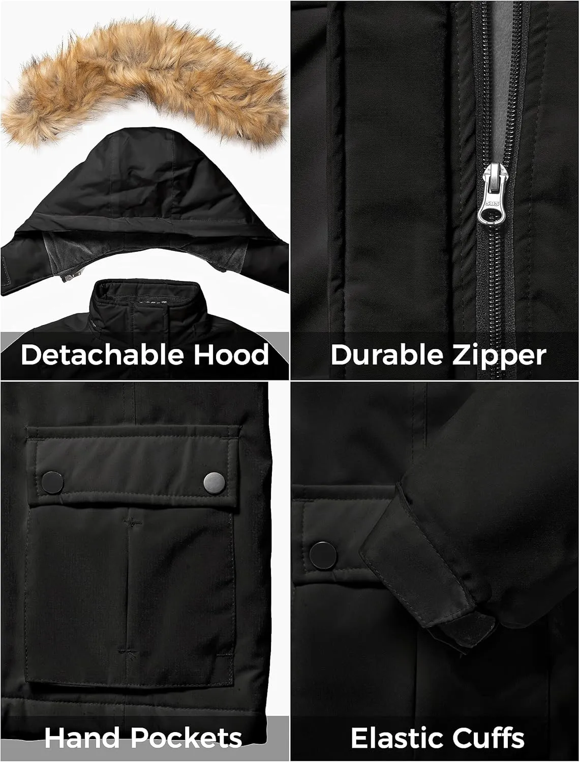 ZSHOW Girls' Ski Jacket Waterproof Warm Winter Coat Fleece Hooded Raincoat with Detachable Hood